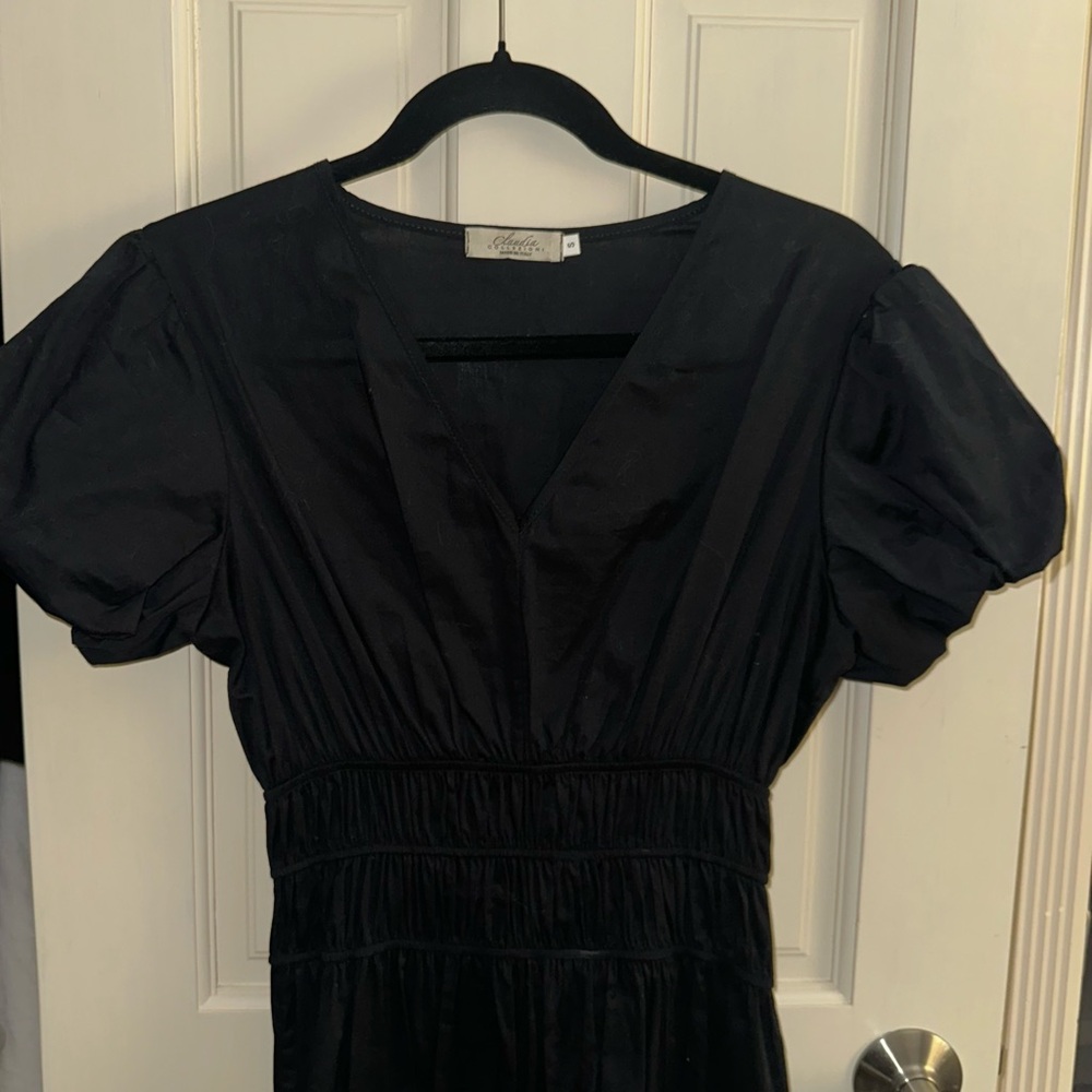 Claudia Collezioni - Made in Italy Cotton Black Maxi Dress